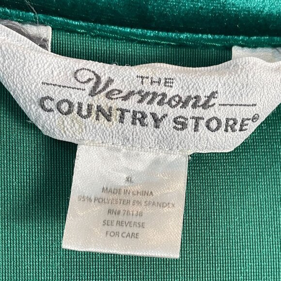 Vermont Country Store Womens XL Full Length Green Velour Robe Smocked Yoke - Picture 4 of 9